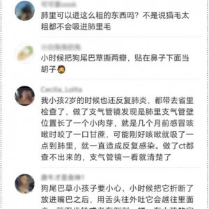 男孩三年來反復肺炎 狗尾巴草藏身肺部